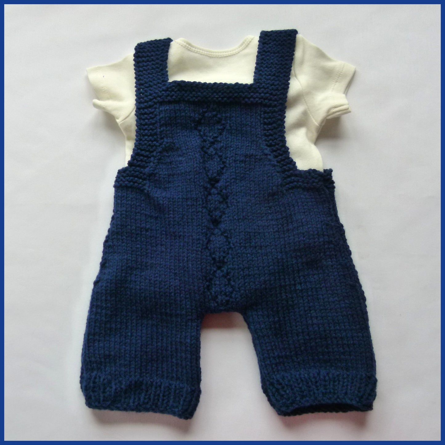 Navy Blue Baby Dungaree and Baby Bodysuit