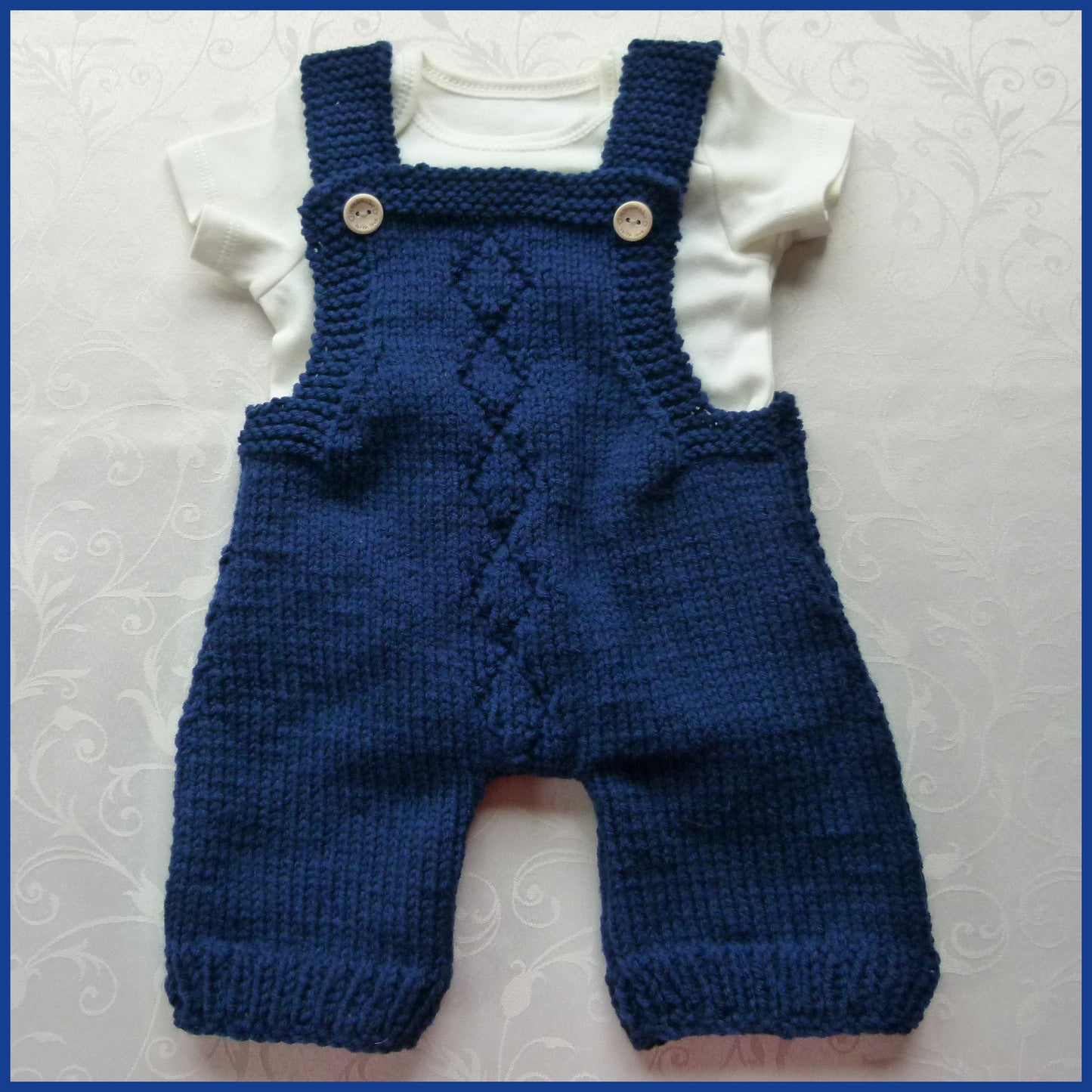 Navy Blue Baby Dungaree and Baby Bodysuit