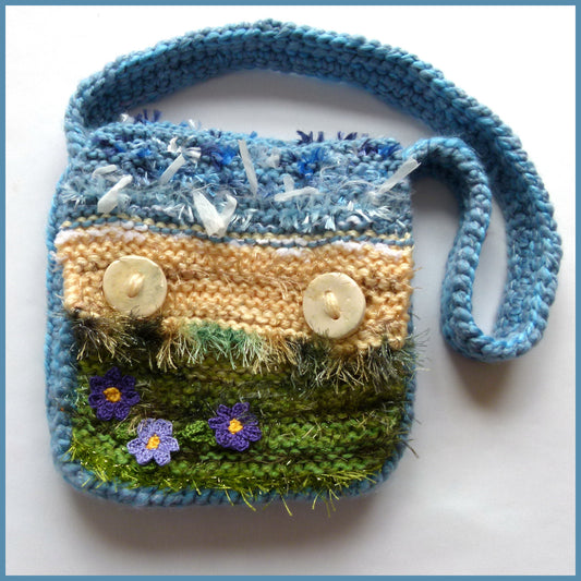 Handmade Seashore Garden Theme Textile Shoulder Bag with Flowers