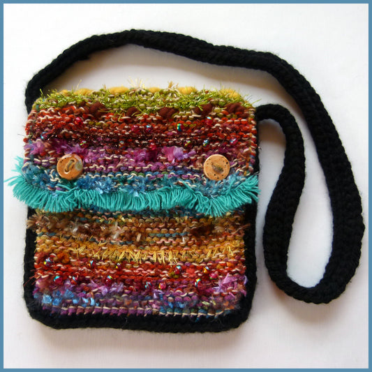Handmade Seaspray Textile Shoulder Bag with Decorative Fringe