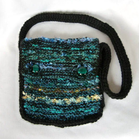 Handmade Deep Water Blue Textile Shoulder Bag