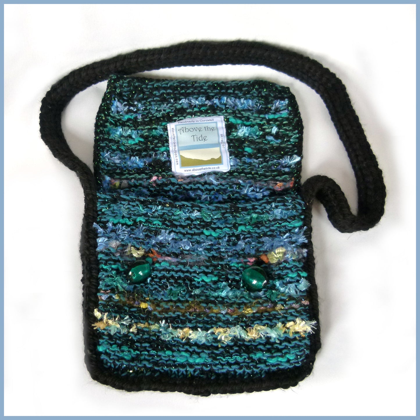 Handmade Deep Water Blue Textile Shoulder Bag