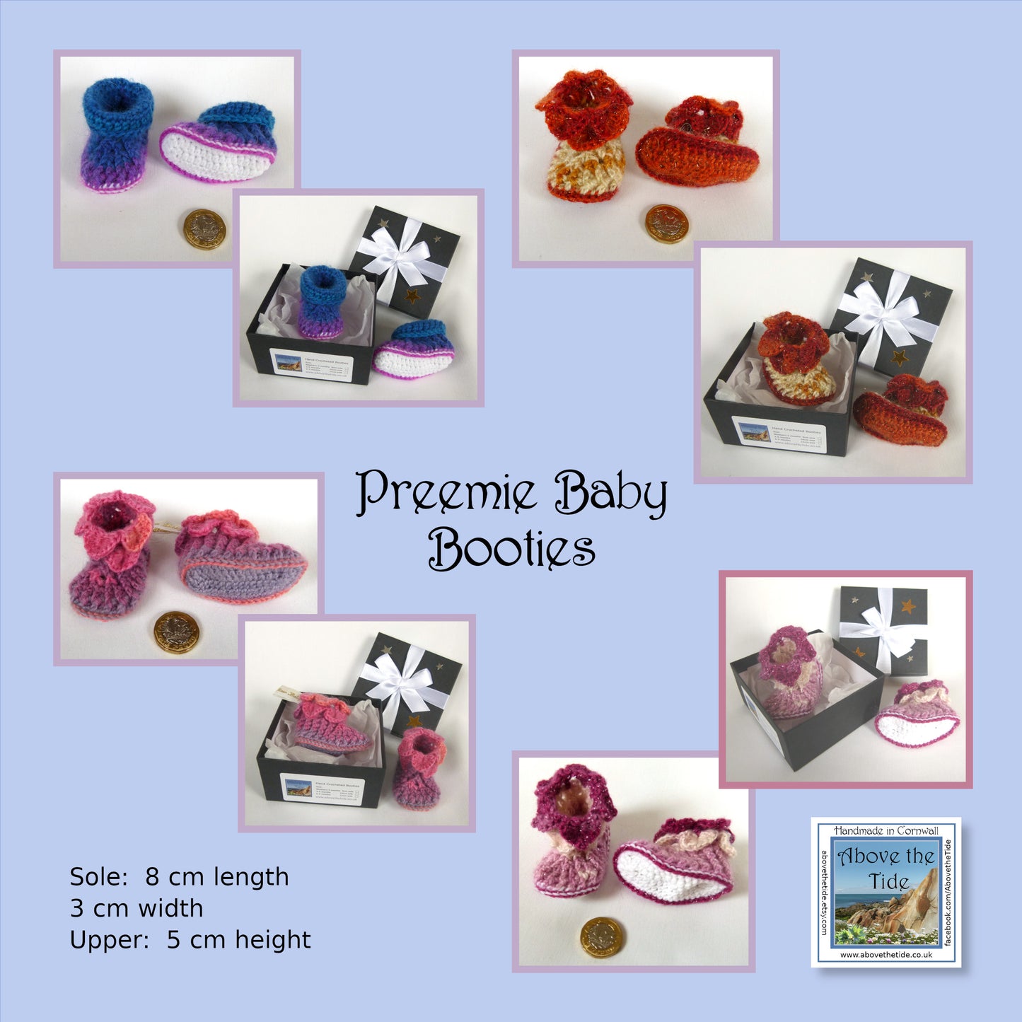 Hand-Crocheted Preemies Baby Booties